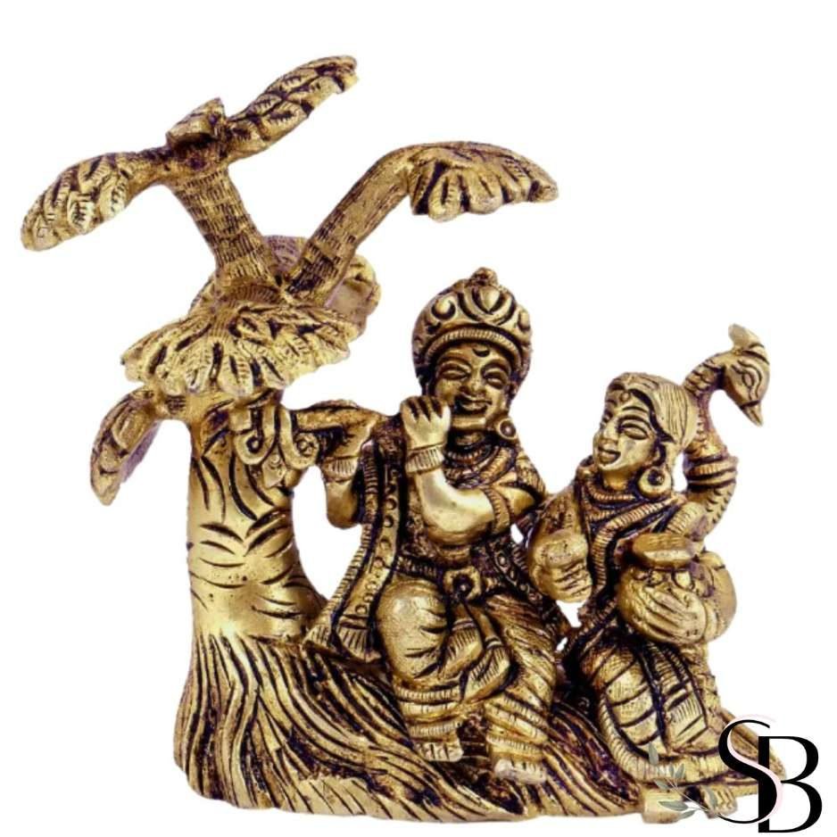 GOLDGIFTIDEAS 24K Gold Plated Apple Shape Radhe Krishna Idol for Home  Decor, Good Luck God Idol for Gift (Pack of 5)